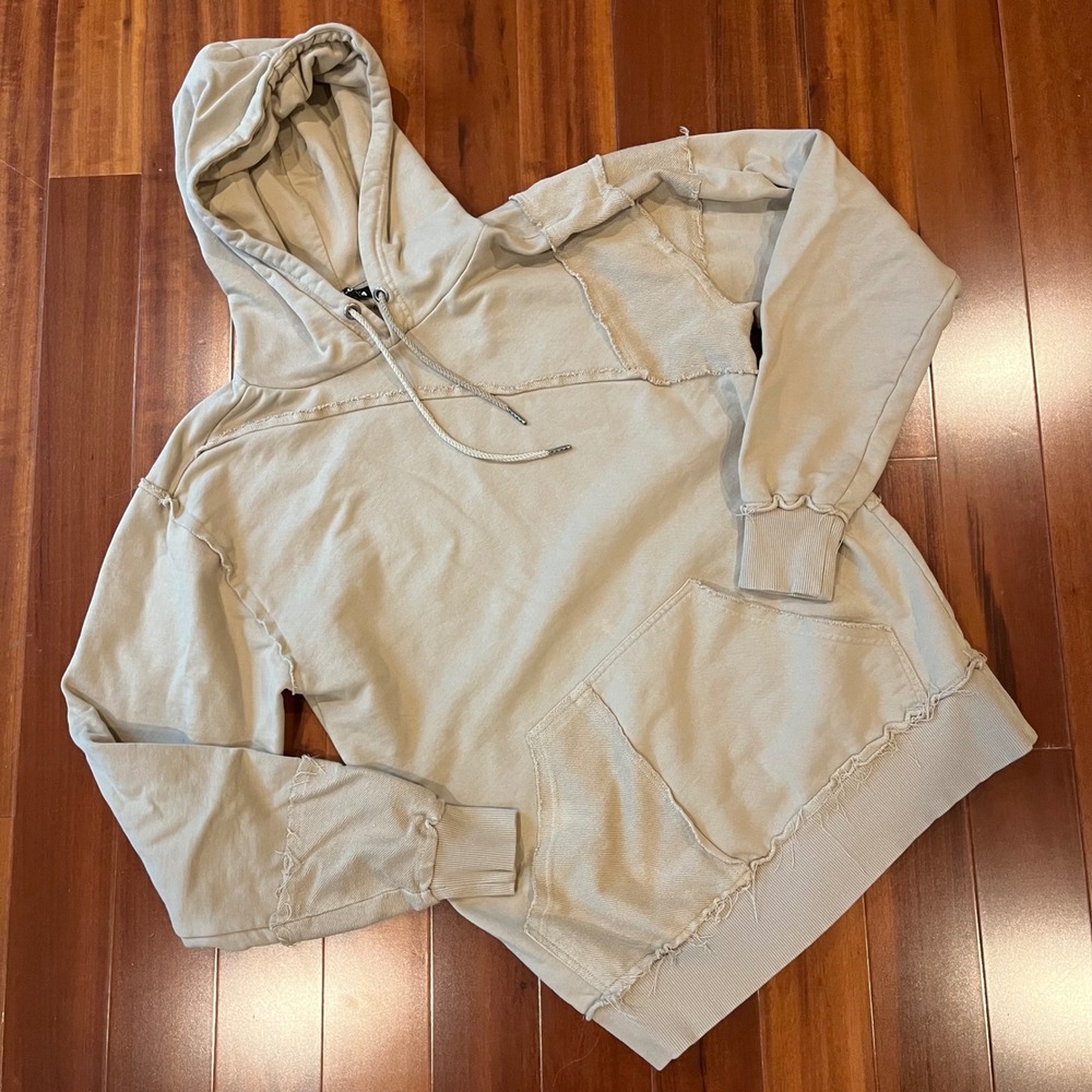 Ser.O.Ya Hoodie Sweatshirt Beige Rye Tan Deconstructed Tan Long Sleeve‎ Men Sz M